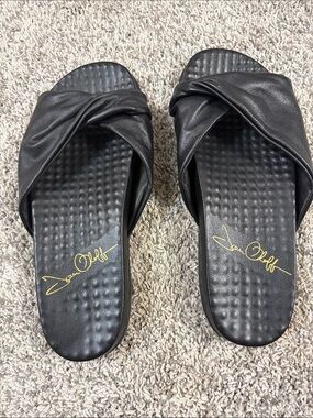Joan Oloff Sadie Black Soft Napa Sandals